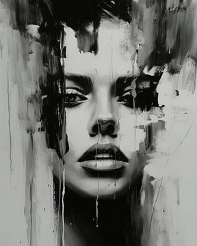 Abstract portret in zwart-wit van Carla Van Iersel