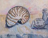 Stilleven met schelp (Nautilus) van Tanja Koelemij thumbnail