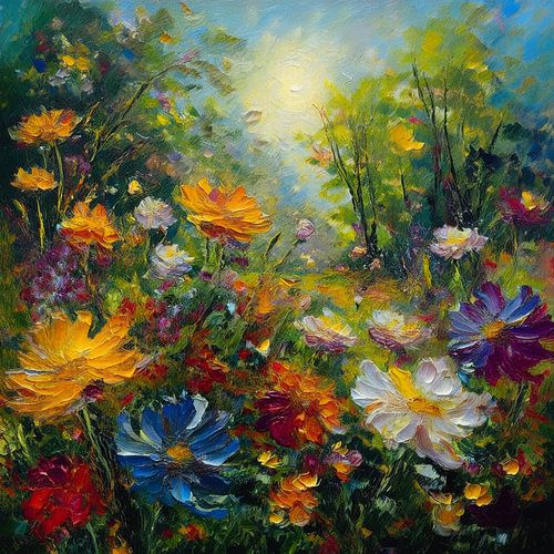 Prachtige kleurige bloemen in het veld