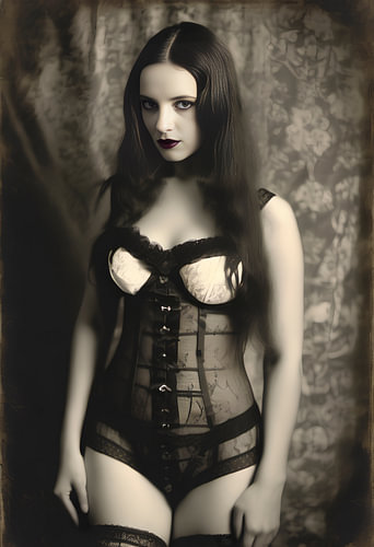 Sexy woman in gothic lingerie from 1920s