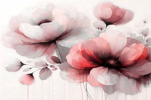 Pfingstrosen Phantasie Blumen Pastell Rot