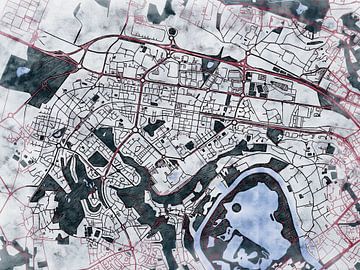 Kaart van Cergy in de stijl 'White Winter' van Maporia