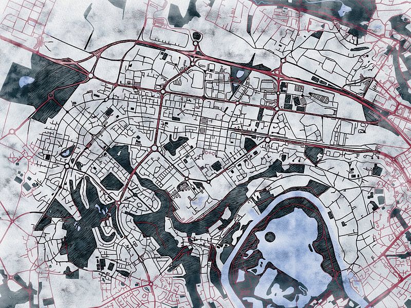 Carte de Cergy avec le style 'White Winter' par Maporia