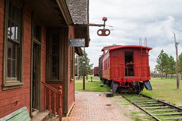 Stilleven op een treinstation