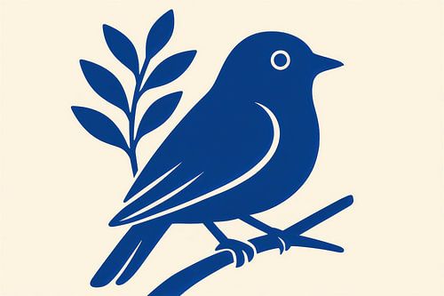 Grafische vogel met bladeren