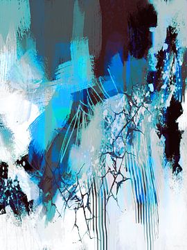 Abstraktion, Blauer Wasserfall. von SydWyn Art