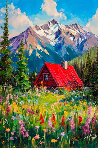 Berglandschaft mit Hütte