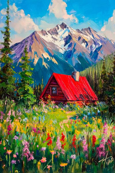 Mountain landscape with hut by Poster Art Shop