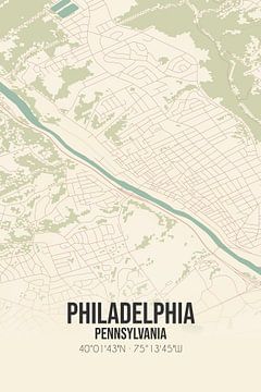 Carte ancienne de Philadelphie (Pennsylvanie), Etats-Unis. sur Rezona