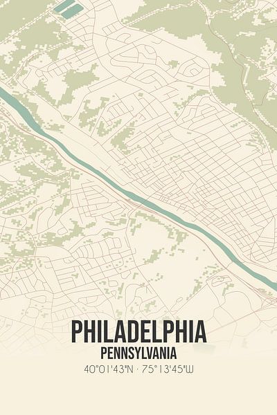 Vintage map of Philadelphia (Pennsylvania), USA. by Prints of Place