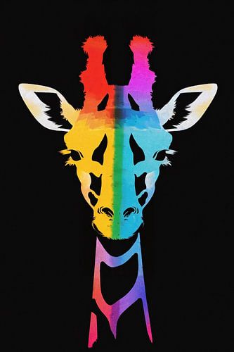 Abstracte kleurrijke giraffe in regenboogkleuren