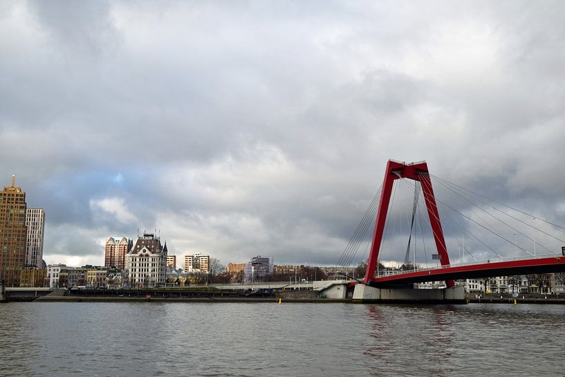 Cityscape of Rotterdam showing the river Maas and the Willemsbrug with the Maasboulevard in the back by Robin Verhoef