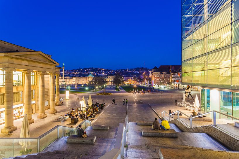Schlossplatz in Stuttgart in the evening by Werner Dieterich