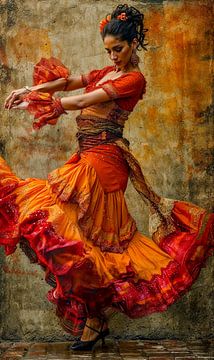 Sunshine Flamenco: The dance of fire by Klaus Tesching - Art-AI