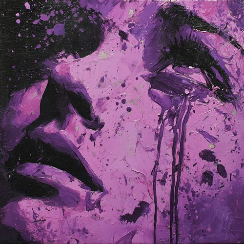 Vrouw in tranen paars abstract van TheXclusive Art