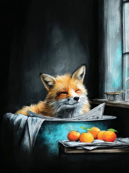 Renard prenant un bain par JBJart Justyna Jaszke