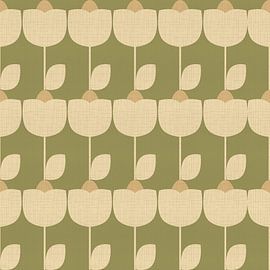 Motif vintage des années 70 vert et crème sur Dina Dankers