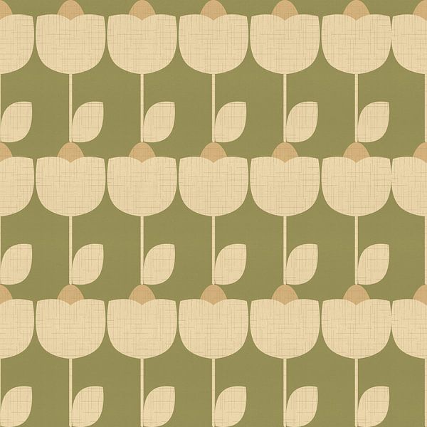 70s vibes vintage pattern green and cream by Dina Dankers