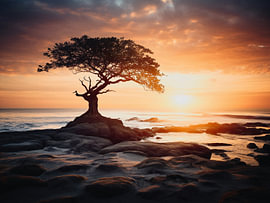 Sunset by the sea