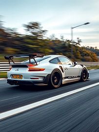 Porsche 911 GT3 RS White Racing sur la route