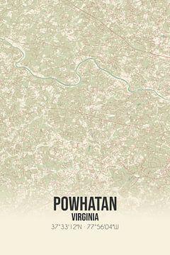 Vintage landkaart van Powhatan (Virginia), USA. van MijnStadsPoster