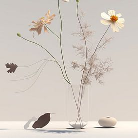 Modern stilleven met bloemen van Carla Van Iersel