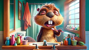 Morgenritual des Biber-Morgenmuffels