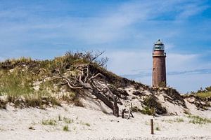 Der Weststrand mit Leuchtturm an der Küste der Ostsee von Rico Ködder