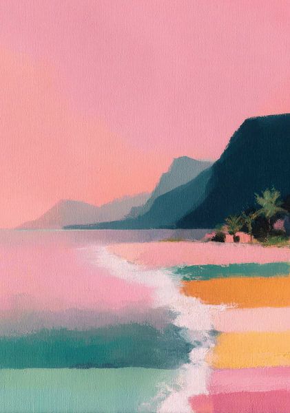 Pastel beach with palm trees by Niklas Maximilian