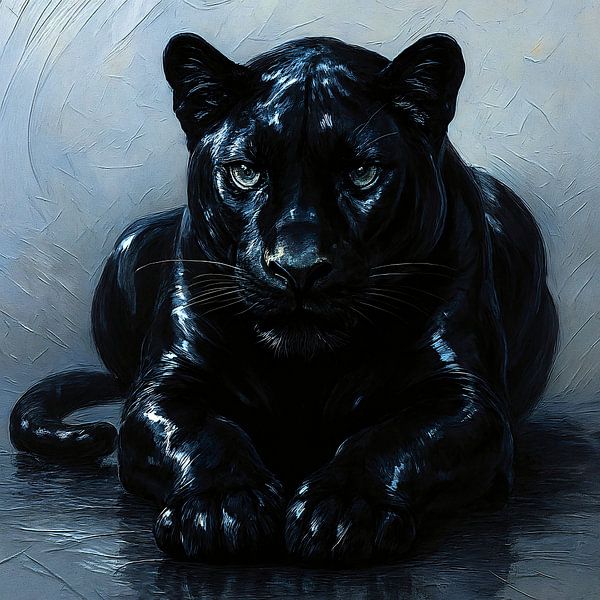 Majestätischer Schwarzer Panther – Malerei Porträt von A.D. Digital ART