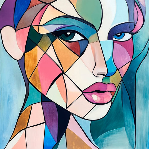 Face in colours and shapes