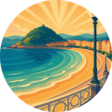 San Sebastián Art Deco Poster - Vintage Baskische Muurkunst