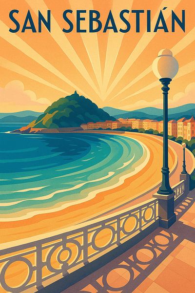 San Sebastián Art Deco Poster - Vintage Basque Coast Wall Art par Travel Shop