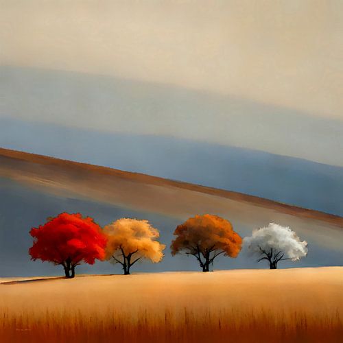 Arbres dans un quatuor coloré