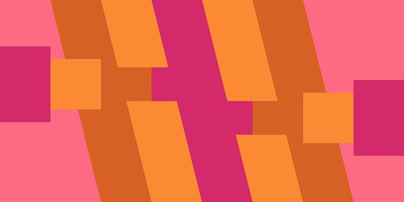 Geometrische Landschaft in Retro-Farben. Moderne abstrakte minimalistische Kunst II von Dina Dankers