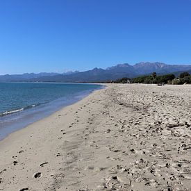 Strand op Corsica bij Ghisonaccia van Dick Schouten
