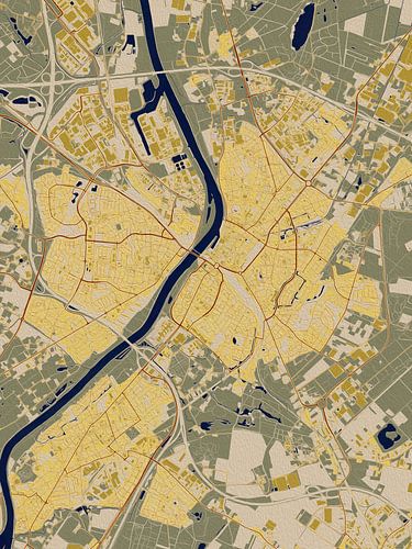 Kaart van Venlo in de stijl van Gustav Klimt