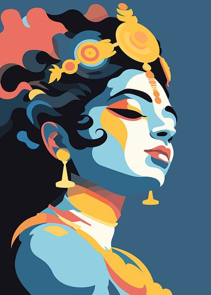Göttlicher Krishna Porträtkunst von Art Kingdom