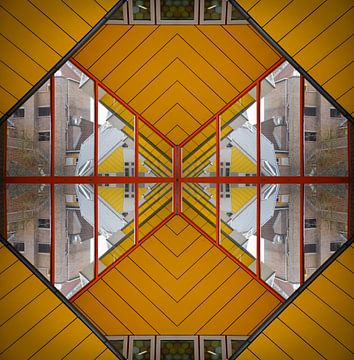 Geel geometrisch spel – Kubuswoningen Rotterdam van Bas Potman