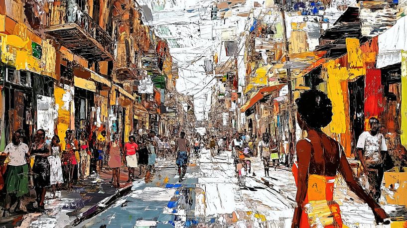 Afro-karibische Frau in belebter Straße von Frank Heinz