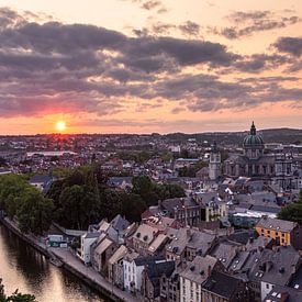 Zonsondergang met uitzicht over de stad Namen vanaf de citadel | Stadsfotografie van Daan Duvillier | Dsquared Photography