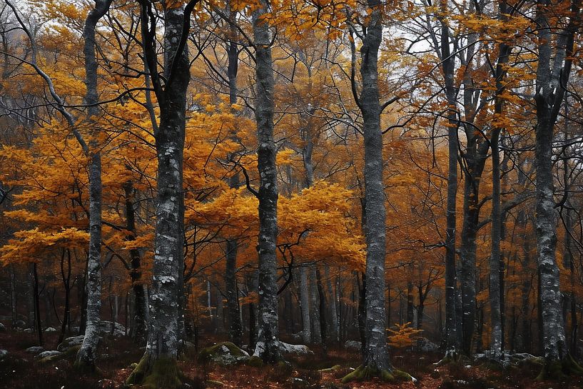 Romantisch herfstbos van fernlichtsicht
