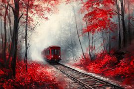 Red railway in the cloud forest by Poster Art Shop