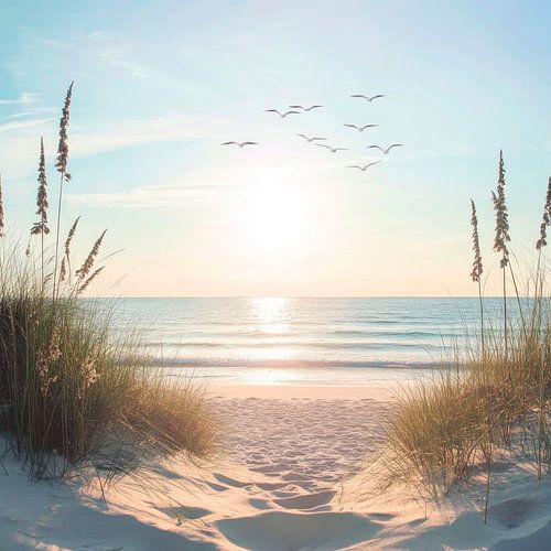 Zonsondergang op het strand