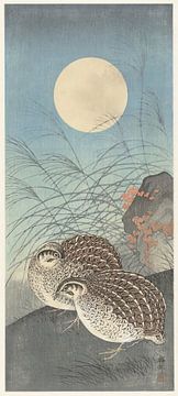 Ohara Koson - Twee kwartels bij volle maan (bewerkt) van Peter Balan