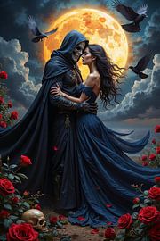 Dark Fantasy Wall Art: DARK ROMANCE - A Young Woman Desires a Zombie