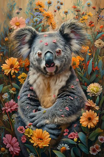Flower Dream - Koala in Colourful Garden