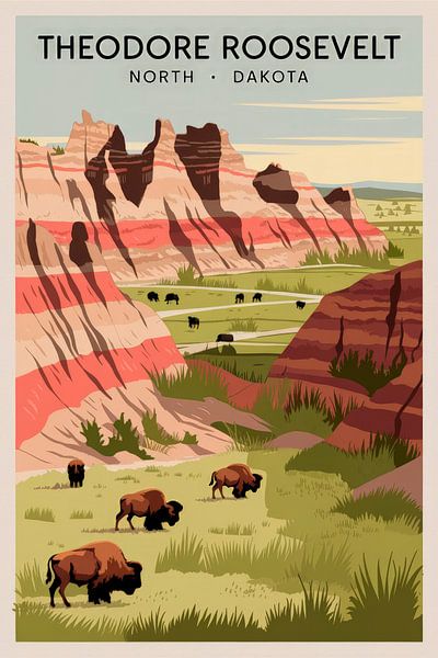 Dakota du Nord par Poster Art Shop