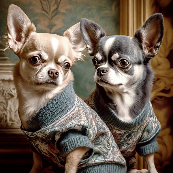 Portrait of two Chihuahuas by Vlindertuin-Art