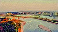 Märchenhafte Malerei Nijmegen Skyline mit Waalbrücke von Slimme Kunst.nl Miniaturansicht
